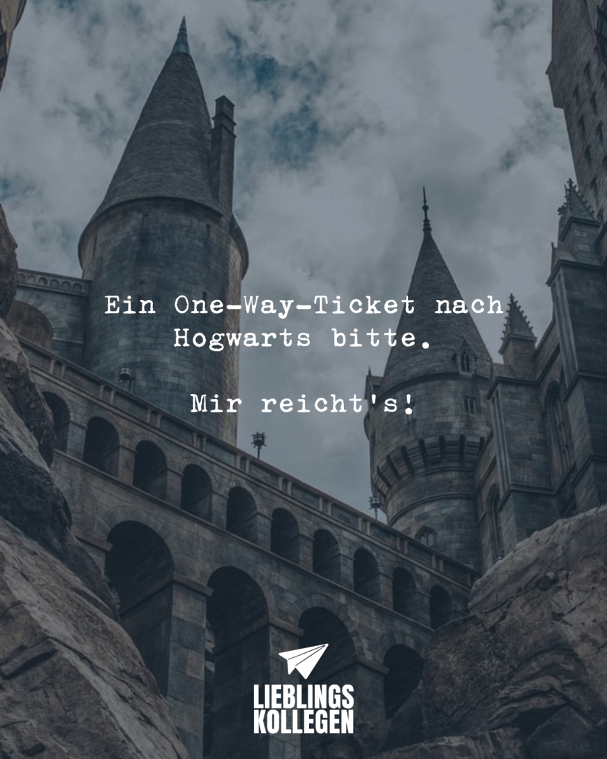 Ein One-Way-Ticket nach Hogwarts bitte. Mir reicht's!