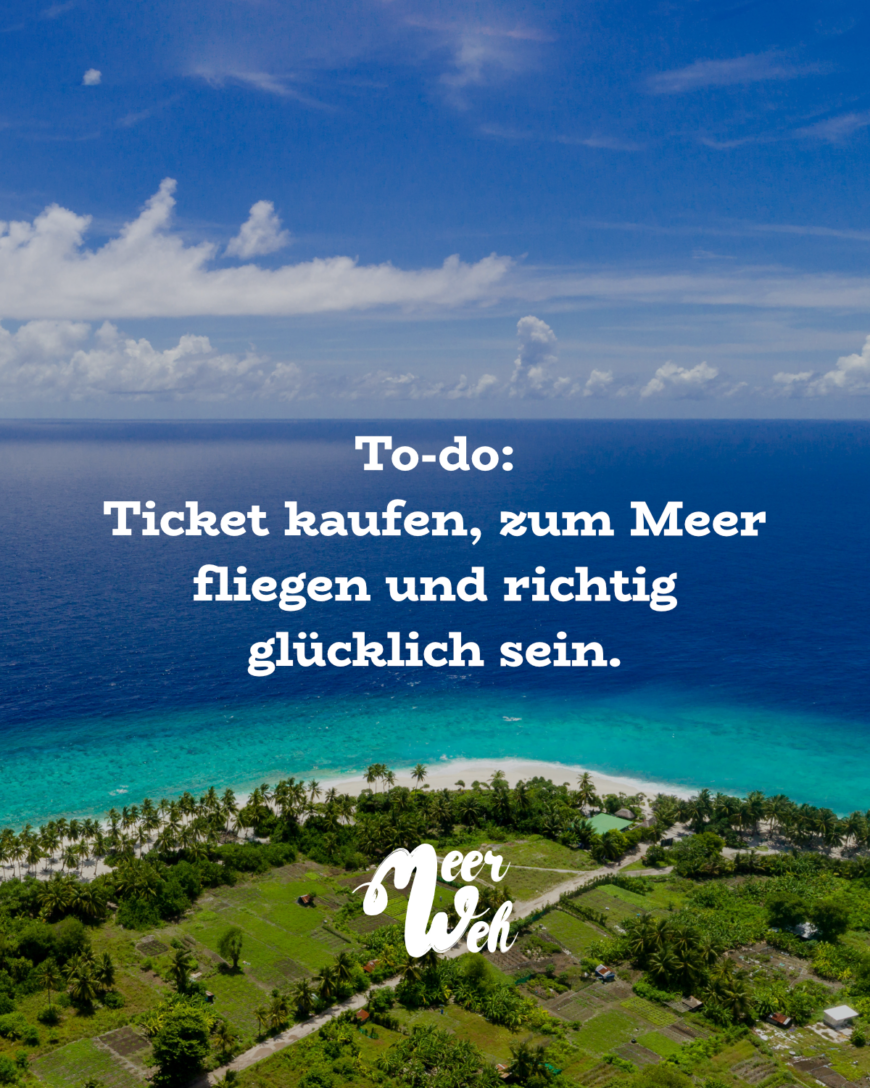 To-do: Ticket kaufen, zum Meer fliegen und richtig glücklich sein.